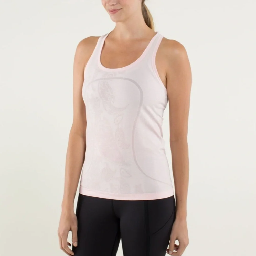 lululemon Run Swiftly Tech Racerback *Paisley‎ Heathered Pretty Pink Sz 4
